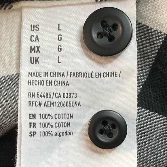 American Eagle women’s long sleeve button down black buffalo check Large - Picture 3 of 7